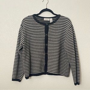 Vintage Liz Claiborne • Striped Contrast Cotton Cardigan